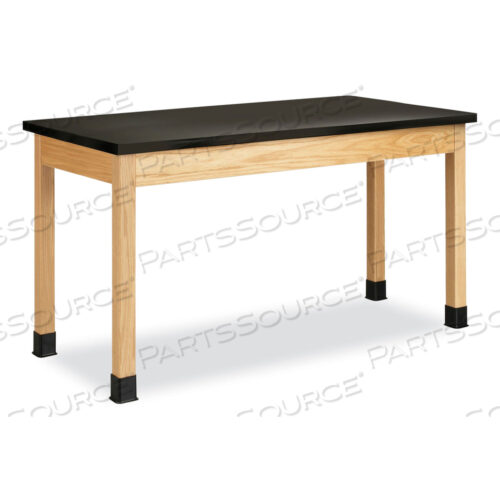 CLASSROOM SCIENCE TABLE, 60W X 30D X 36H, BLACK EPOXY RESIN TOP, OAK BASE