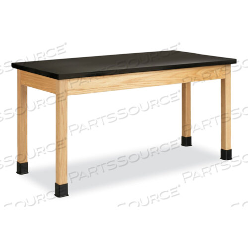 CLASSROOM SCIENCE TABLE, 60W X 30D X 30H, BLACK EPOXY RESIN TOP, OAK BASE