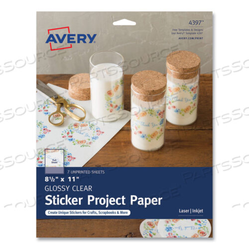 OEM#: 4397KBFAVERY STICKER PROJECT PAPER LASER/INKJET МНОГОЦЕЛЕВЫЕ ЭТИКЕТКИ, 11 X 8,5, ГЛЯНЦЕВАЯ ПРОЗРАЧНАЯ, 1 ЭТИКЕТКА/ЛИСТ, 7 ЛИСТОВ/УПАКОВКА от Avery