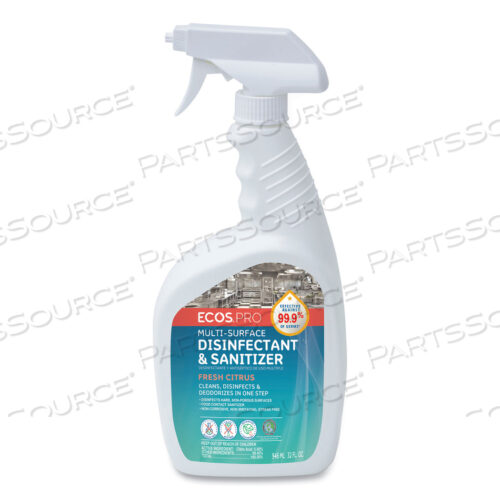 МНОГОФУНКЦИОНАЛЬНОЕ ДЕЗИНФИЦИРУЮЩЕЕ И САНИТИЗИРУЮЩЕЕ СРЕДСТВО, СВЕЖИЙ ЦИТРУСОВЫЙ АРОМАТ, 32 УНЦИИ СПРЕЙЕРВЕРКА