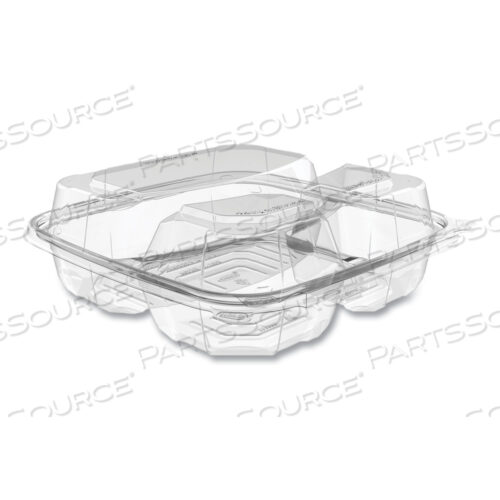 Пластиковые контейнеры SAFESEAL на вынос с откидной крышкой, 3 отделения, 9,2 X 9,1 X 3, прозрачные, пластик, 150 шт./коробка