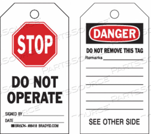 OEM#: 86418DANGER TAG 5-3/4 X 3 IN HD POLYEST PK10 от Brady Americas