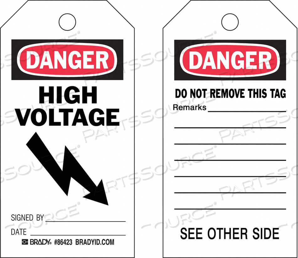 OEM#: 86423DANGER TAG 5-3/4 X 3 ДЮЙМА HD POLYEST PK10 от Brady Americas