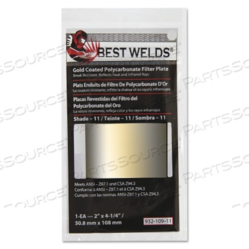 OEM#: 93210911ФИЛЬТРУЮЩАЯ ПЛАСТИНА С ЗОЛОТЫМ ПОКРЫТИЕМ, ЗОЛОТО/11,2 ДЮЙМА X 4,25 ДЮЙМА, ПОЛИКАРБОНАТ от Best Welds