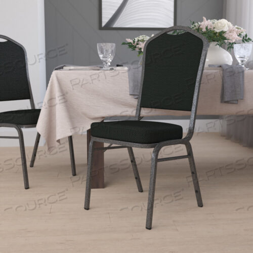 OEM#: FD-C01-SILVERVEIN-S076-GGHERCULES SERIES CROWN BACK STACKING BANQUE CHAIR ИЗ ТКАНИ С ЧЕРНЫМ УЗОРОМ В ТОЧЕЧНЫЙ УЗОР - КАРКАС СЕРЕБРЯНЫЕ ЖЕЛЕЗЫ от Flash Furniture