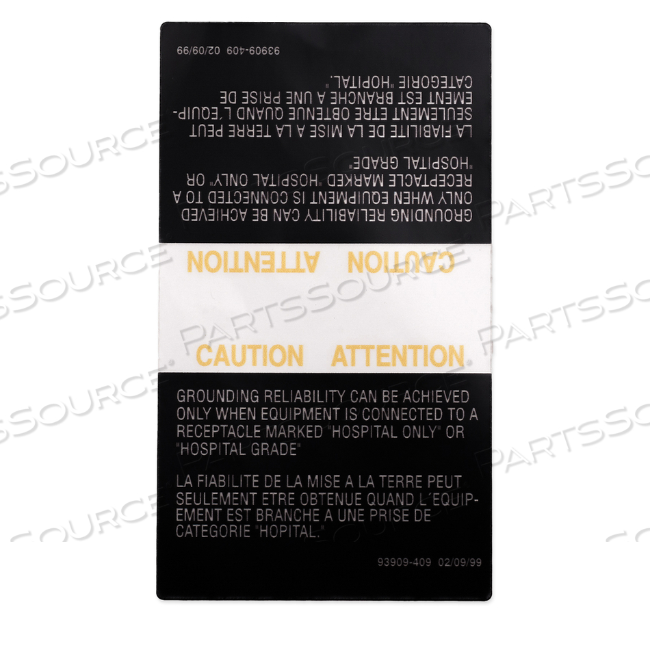 OEM#: P093909409ЭТИКЕТКА, ПРЕДУПРЕЖДЕНИЕ, СЕТЕВОЙ ШНУР от STERIS Corporation