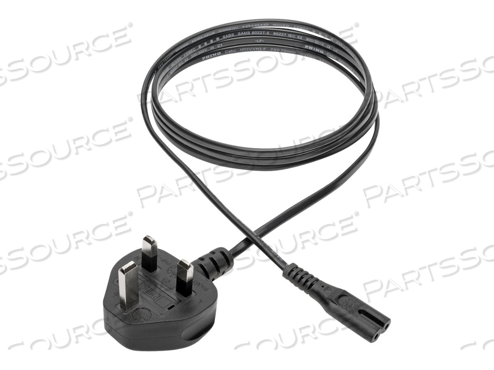 СТАНДАРТНЫЙ ВЕЛИКОБРИТАНИЯ ШНУР ПИТАНИЯ КОМПЬЮТЕРА, 2,5 А (вилка C7 — BS 1363 U.K.), 6 ФУТОВ (1,8 М), КАБЕЛЬ ПИТАНИЯ, IEC 60320 C7 — BS 1363 (F), переменный ток 250 В, 2,5 А, 6 ФУТОВ