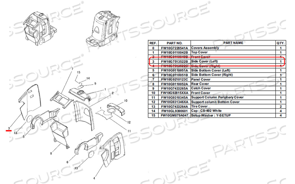 OEM#: W10G7513522BБОКОВАЯ КРЫШКА (ЛЕВАЯ) от FUJIFILM Healthcare Americas Corporation