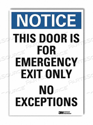 OEM#: U5-1551-RD_7X10ЗНАК УВЕДОМЛЕНИЯ ТОЛЬКО АВАРИЙНЫЙ ВЫХОД 10 X7 от Lyle Signs Inc.