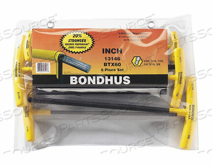 OEM#: 13146 НАБОР ШЕСТИГРАННЫХ КЛЮЧЕЙ С Т-ОБРАЗНОЙ РУЧКОЙ ИЗ 6 ПРЕДМЕТОВ от Bondhus