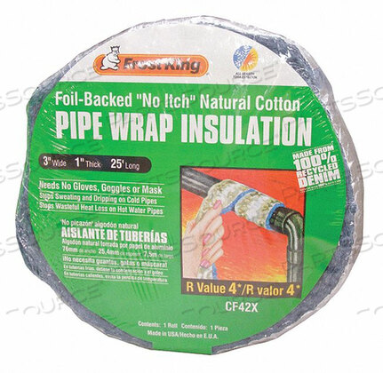 OEM#: CF42XPIPE WRAP 1 ДЮЙМ T 3 ДЮЙМА W X 25 ФУТОВ от Thermwell Products Co., Inc.