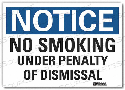 NO SMOKING SIGN BLACK/BLUE ON WHITE 10IN