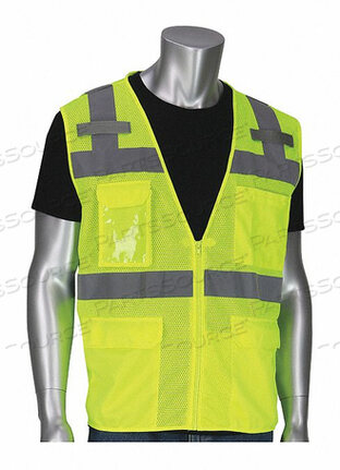 OEM#: 302-0750-LY/XLHI-VISIBILITY VEST 5 POCKETS LIME YL XL by Protective Industrial Products