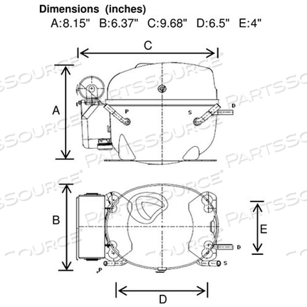 ФРАКЦИОННЫЙ КОМПРЕССОР HP 3/4 Л.С., 208/230 В ГЕРМЕТИЧНЫЙ