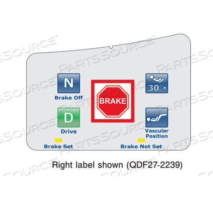 OEM#: QDF27-2239-ENGRIGHT НАКЛЕЙКА УПРАВЛЕНИЯ ТОРМОЗОМ ГОЛОВНОЙ ЧАСТИ от Stryker Medical