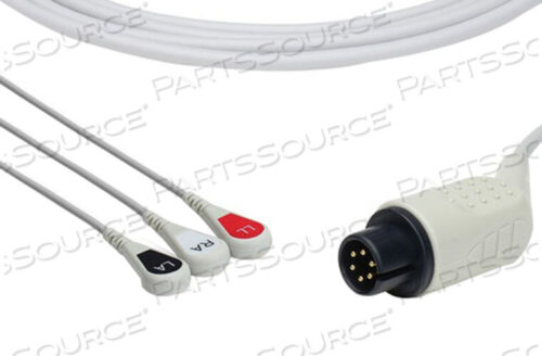 OEM#: 852КАБЕЛЬ ЭКГ, 3 ОТВЕДЕНИЯ, ЩЕЛЧОК (ЦВЕТОВОЙ КОД AHA) от Criticare Technologies, Inc.