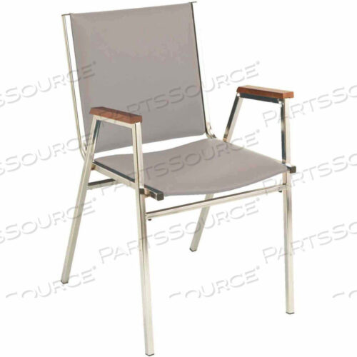 СТУЛ С ПОДЛОКОТНИКАМИ - ВИНИЛ -1 ТОЛСТОЕ СИДЕНЬЕ СВЕТЛО-СЕРЫЙ ВИНИЛ