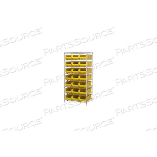 OEM#: WR8-952YLWR8-952 ХРОМИРОВАННЫЙ ПРОВОЛОЧНЫЙ СТЕЛЛАЖ С 21 24D ЯЧЕЙКАМИ-КОНТЕЙНЕРАМИ ЖЕЛТЫЙ, 24X36X74 от Quantum Storage Systems
