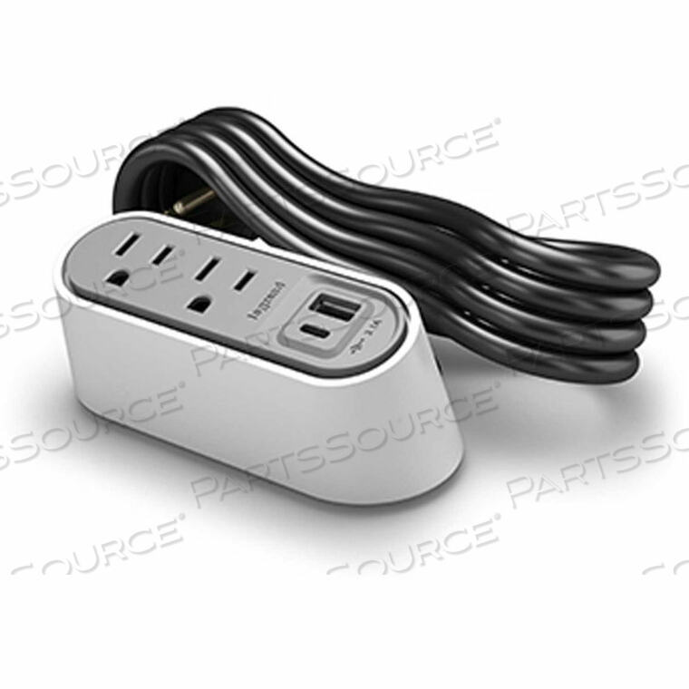 OEM#: WSPC220CWHDESKTOP POWER & CHARGE ЦЕНТР ПИТАНИЯ И ЗАРЯДКИ С МОНТАЖНЫМ КОМПЛЕКТОМ, 2 РОЗЕТКИ TR, 1 USB-A, 1 USB-C от Wiremold