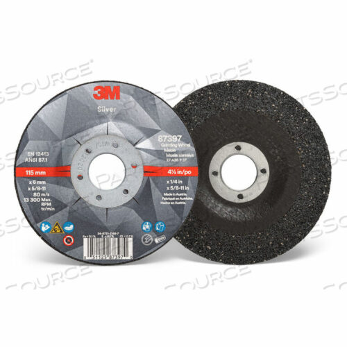 OEM#: UU009027192СЕРЕБРЯНЫЙ ШЛИФОВАЛЬНЫЙ КРУГ С УГЛУБЛЕННЫМ ЦЕНТРОМ, 4 X 1/4 X 5/8 T27, КЕРАМИЧЕСКОЕ ЗЕРНО, 36 GRIT от 3M Consumer