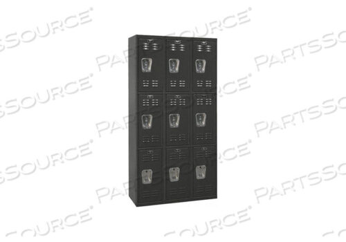 OEM#: U3282-3METRIPLE TIER 9 DOOR BLACK TIE STEEL LOCKER, 12WX18DX24H, BLACK, UNASSEMBLED by Hallowell