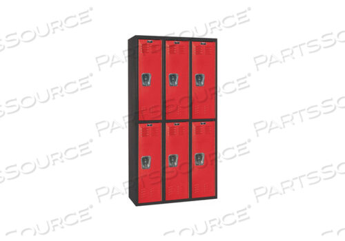 OEM#: U3282-2A-MRДВУХЪЯРУСНЫЙ 6-ДВЕРНЫЙ ЧЕРНЫЙ СТАЛЬНОЙ ШКАФЧИК, 12 ШИРИНА X 18 ДИАМЕТРОВ, ЧЕРНЫЙ/КРАСНЫЙ, СБОРКА Hallowell