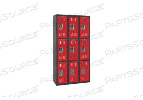 OEM#: U3282-3A-MRТРОЙНОЙ 9-ДВЕРНЫЙ ЧЕРНЫЙ СТАЛЬНОЙ ШКАФЧИК, 12 ШИРИНА X 18 ДИАМЕТРОВ, ЧЕРНЫЙ/КРАСНЫЙ, СБОРКА Hallowell