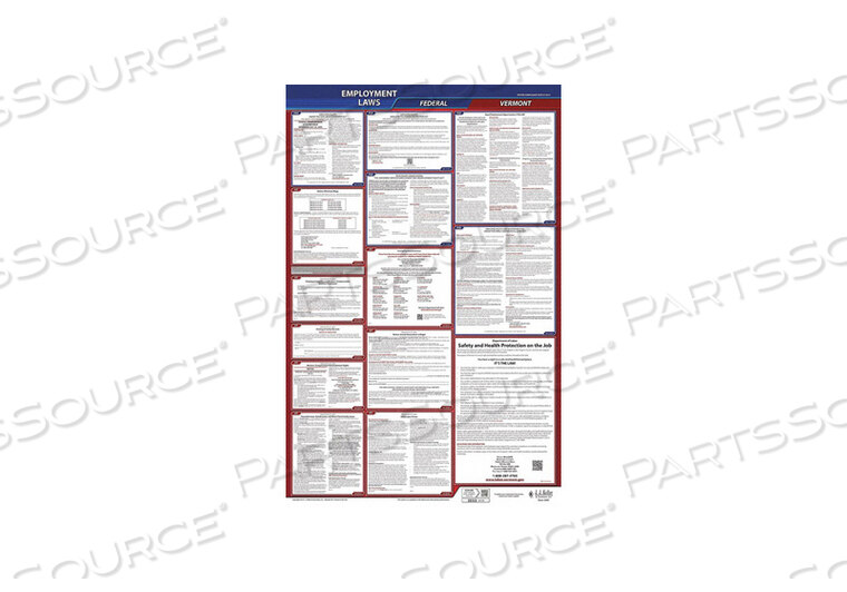 OEM#: 300-VT-3LABORLAW ПЛАКАТ FED/STA VT ENG 26INH 3YR от J.J. Keller & Associates