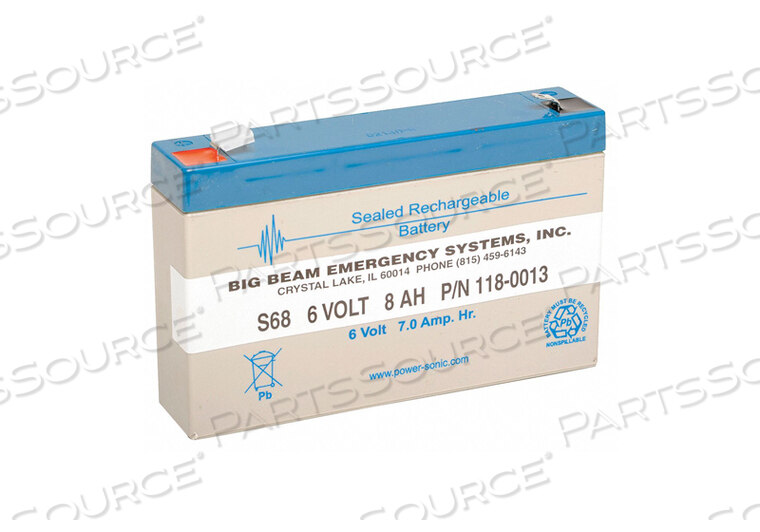 OEM#: S68BATTERY 6VDC 7AH 0.187 FASTON от Big Beam