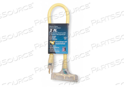 OEM#: 4DB72УДЛИНИТЕЛЬ ДЛЯ ШНУРА ПИТАНИЯ, 2 ФУТА, 15 А, 125 В переменного тока, 12 AWG, NEMA 5-15P - NEMA 5-15R, ЖЕЛТЫЙ от Power First