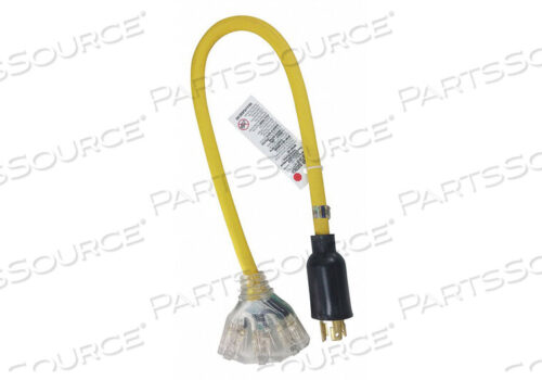 OEM#: 4GAA3УДЛИНИТЕЛЬ ДЛЯ ШНУРА ПИТАНИЯ, 2 ФУТА, 15 А, 125 В переменного тока, 12 AWG, NEMA L5-20P - NEMA 5-15R, ЖЕЛТЫЙ от Power First