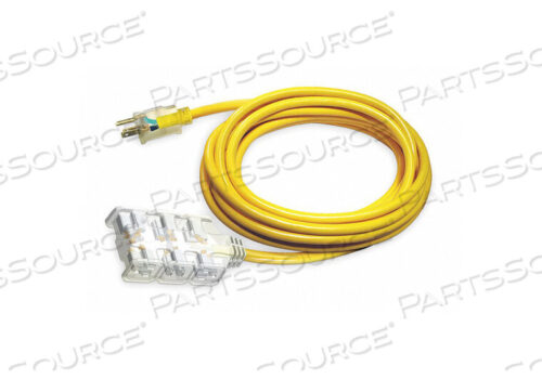 OEM#: 4GAD8 УДЛИНИТЕЛЬ ДЛЯ ШНУРА ПИТАНИЯ, 100 ФУТОВ, 15 А, 125 В переменного тока, 12 AWG, NEMA 5-15P - NEMA 5-15R, ЖЕЛТЫЙ от Power First