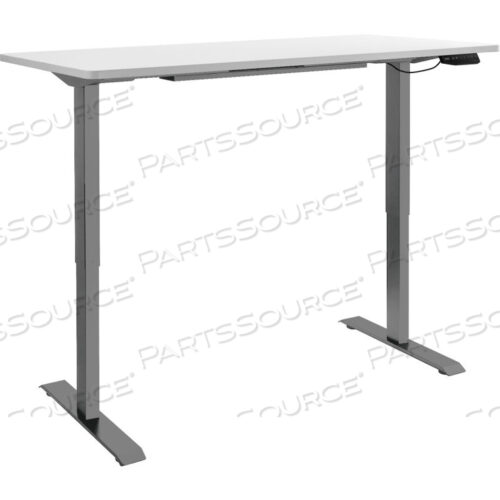 INTERION ELECTRIC HEIGHT ADJUSTABLE STANDING DESK, 60W X 24D, WHITE W/ GRAY BASE