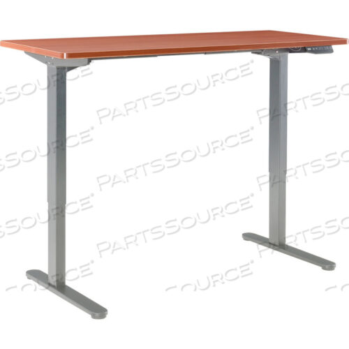 INTERION ELECTRIC HEIGHT ADJUSTABLE STANDING DESK, 72W X 24D, CHERRY W/ GRAY BASE