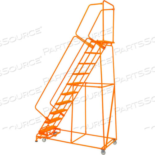 OEM#: FS103214G-OGRIP 24W 10-СТУПЕНЧАТАЯ СТАЛЬНАЯ РОЛЛИВАЯ ЛЕСТНИЦА 14D TOP STEP С ПОРУЧНЯМИ, БЛОКИРУЕМАЯ СТУПЕНЬКА - ОРАНЖЕВЫЙ от Ballymore