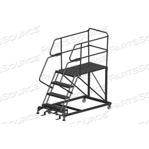 OEM#: SEP4-36-36PD4 STEP HEAVY DUTY STEEL MOBILE WORK PLATFORM W/ HANDRAILS - 36 X 36 PLATFORM by Ballymore