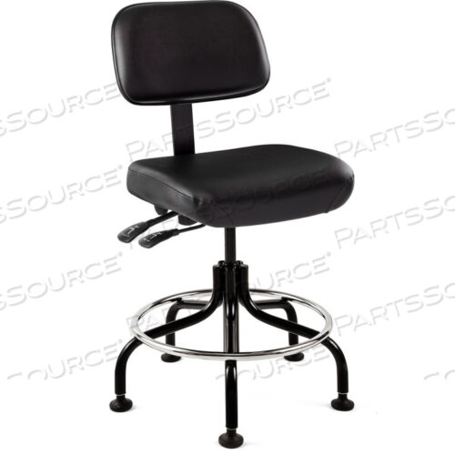 5201-V ТАБУРЕТ ИЗ ВИНИЛА - ЧЕРНЫЙ С ЧЕРНЫМ СТАЛЬНЫМ ОСНОВАНИЕМ - ПОДНОЖКА - 20-25H - СЕРИЯ DORAL