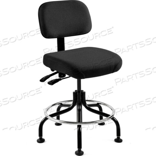 5601-F ТАБУРЕТ ИЗ ТКАНИ - ЧЕРНЫЙ С ЧЕРНЫМ СТАЛЬНЫМ ОСНОВАНИЕМ - ПОДНОЖКА - 25-30H - СЕРИЯ DORAL