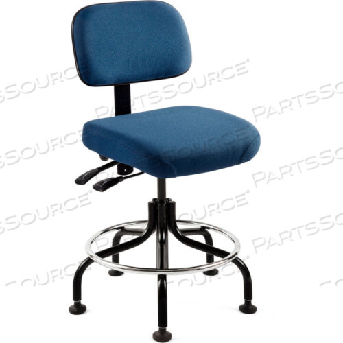 5601-F ТАБУРЕТ ИЗ ТКАНИ - ТЕМНО-СИНИЙ С ЧЕРНЫМ СТАЛЬНЫМ ОСНОВАНИЕМ - ПОДНОЖКА - 25-30H - СЕРИЯ DORAL