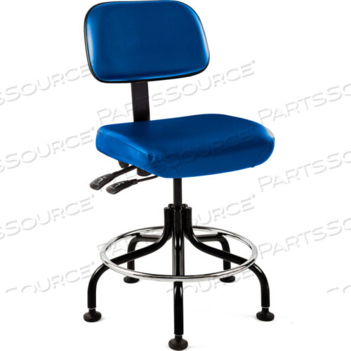 5601-V ТАБУРЕТ ИЗ ВИНИЛА - СИНИЙ С ЧЕРНЫМ СТАЛЬНЫМ ОСНОВАНИЕМ - ПОДНОЖКА - 25-30H - СЕРИЯ DORAL