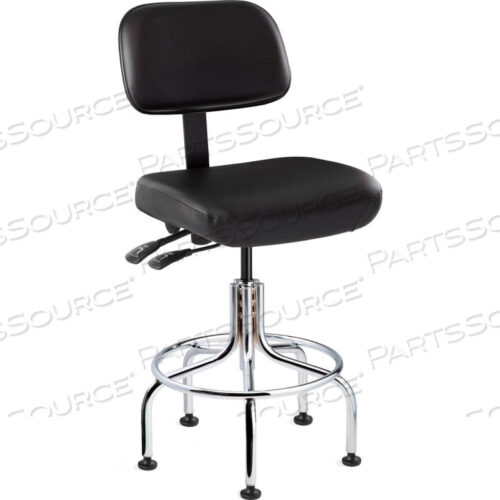 5611-V ТАБУРЕТ ИЗ ВИНИЛА - ЧЕРНЫЙ С ОСНОВАНИЕМ ИЗ ХРОМИРОВАННОЙ СТАЛИ - ПОДНОЖКА - 25-30H - СЕРИЯ DORAL