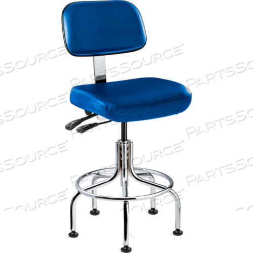 5611-V ТАБУРЕТ ИЗ ВИНИЛА - СИНИЙ С ОСНОВАНИЕМ ИЗ ХРОМИРОВАННОЙ СТАЛИ - ПОДНОЖКА - 25-30H - СЕРИЯ DORAL