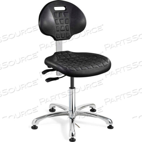 СТУЛ EVERLAST E ИЗ ПОЛИУРЕТАНА ESD, АЛЮМИНИЕВОЕ ОСНОВАНИЕ, ПОДКЛАДКИ ESD ГРИБОВИДНЫЕ, ЧЕРНЫЙ