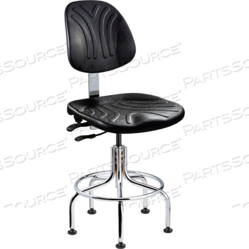 ТАБУРЕТ ИЗ ПОЛИУРЕТАНА - ЧЕРНЫЙ С ОСНОВАНИЕМ ИЗ ХРОМИРОВАННОЙ СТАЛИ - ПОДНОЖКА - 24-29H - СЕРИЯ DURA