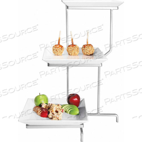 ПРЕСТИЖНЫЙ ФАРФОР 3-ЯРУСНЫЙ КВАДРАТНЫЙ НАКЛОННЫЙ ДИСПЛЕЙ 16Ш X 26Г X 22В ПЛАТИНОВЫЙ