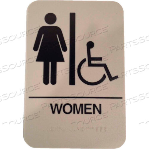 HS - 9050-05 - ЗНАК ADA ДЛЯ ЖЕНЩИН/ИНВАЛИДОВ, 6 X 9, КОРИЧНЕВЫЙ С ВЫПУКЛЫМИ БЕЛЫМИ БУКВАМИ