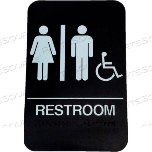 ЗНАК ADA ДЛЯ МУЖЧИН/ЖЕНЩИН С ГАНДИКАПОМ, 6 X 9, КОРИЧНЕВЫЙ С ВЫПУКЛЫМИ БЕЛЫМИ БУКВАМИ