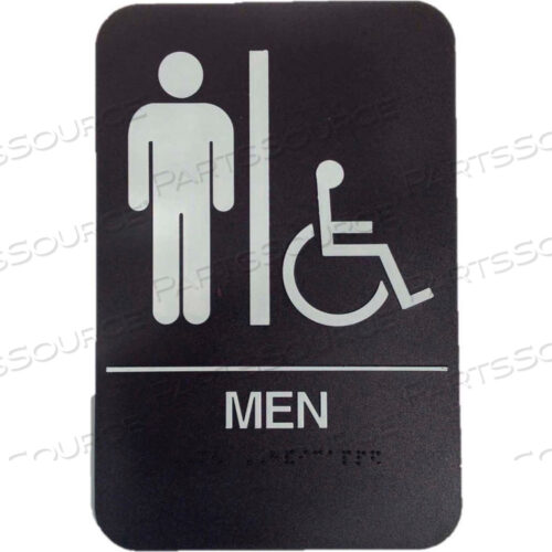 ЗНАК ADA ДЛЯ МУЖЧИН/ИНВАЛИДОВ, 6 X 9, ЧЕРНЫЙ С ВЫПУКЛЫМИ БЕЛЫМИ БУКВАМИ