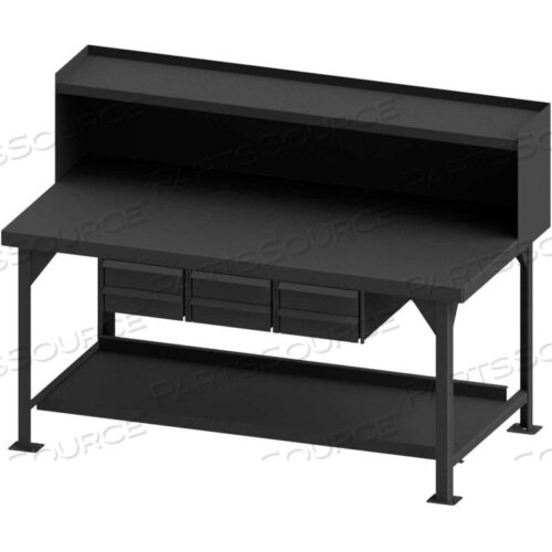 СВЕРХПРОЧНЫЙ ВЕРСТАК ДЛЯ ХРАНЕНИЯ - СТАЛЬНАЯ СТОЛЕШНИЦА, ПОДСТОЙНИК И 6 ЯЩИКОВ - 72 Ш X 36 Г X 50-7/8 В