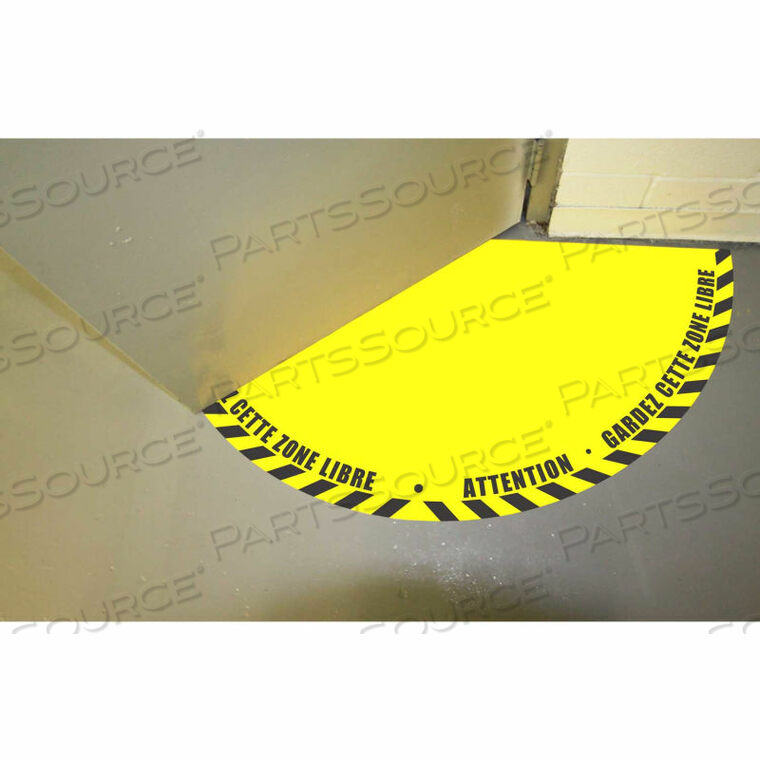 OEM#: 0655-UENDURASTRIPE HALF 90 DOOR SWING SIGN, BLACK ON YELLOW, 28 X 28 by ERGOMAT INC.